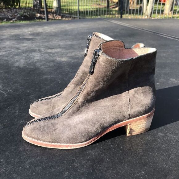 Matiko brown suede ankle boots with front zipper - Picture 3 of 8